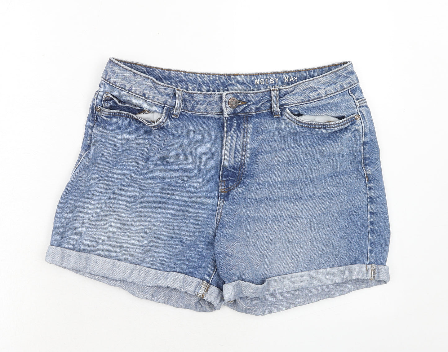 Noisy may Womens Blue Cotton Boyfriend Shorts Size L Regular Zip
