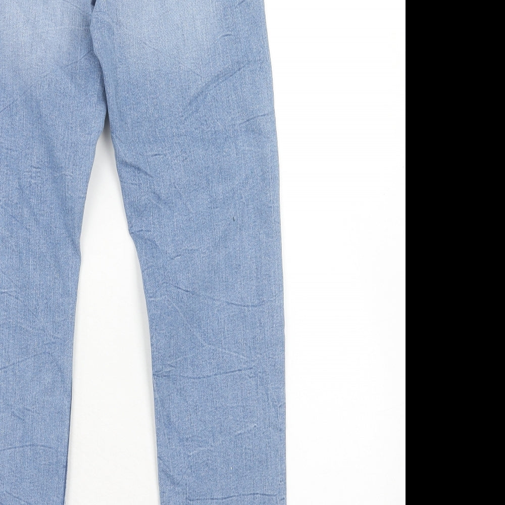 Marks and Spencer Womens Blue Cotton Skinny Jeans Size 8 Slim Zip
