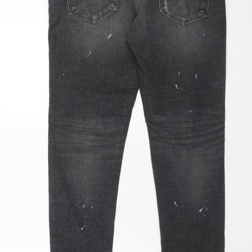 Zara Mens Grey Cotton Skinny Jeans Size 32 in Regular Zip