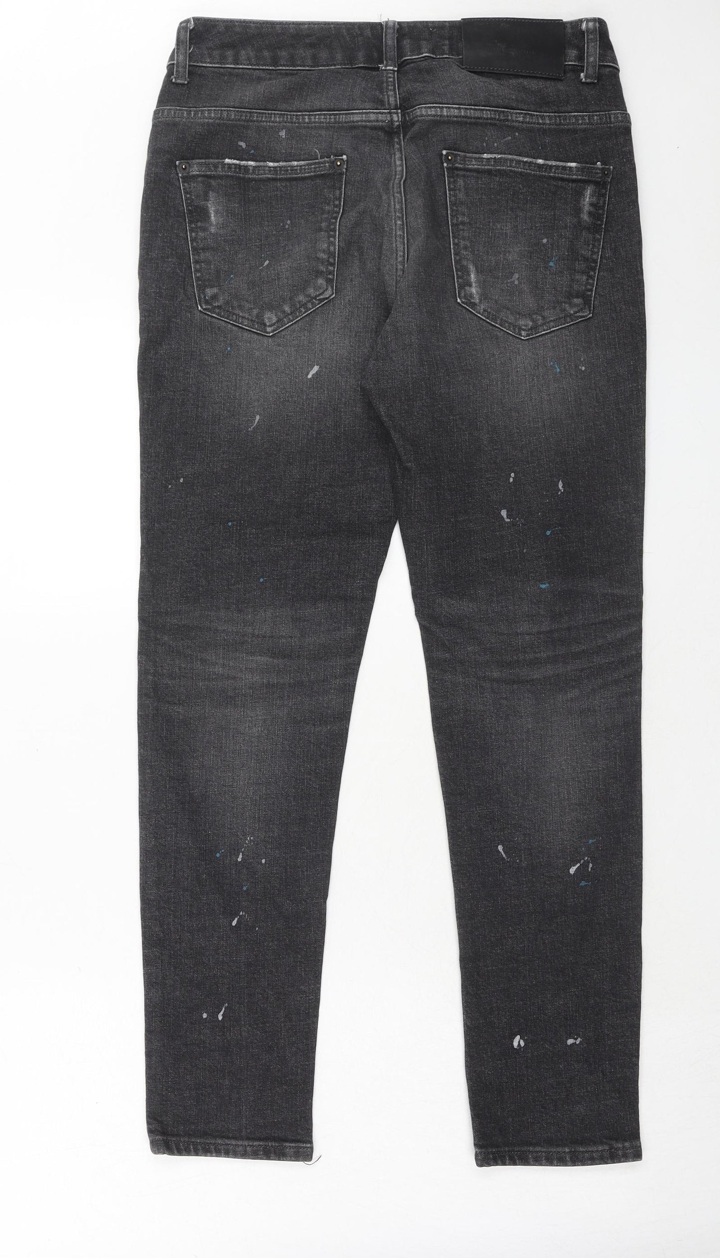 Zara Mens Grey Cotton Skinny Jeans Size 32 in Regular Zip