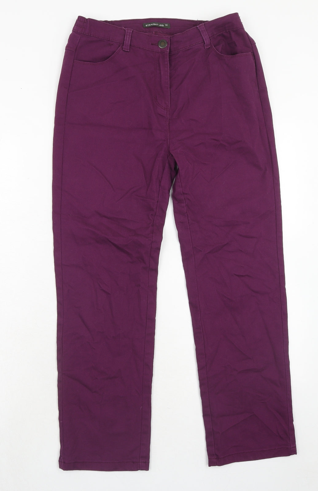Bonmarché Womens Purple Cotton Straight Jeans Size 12 Regular Zip