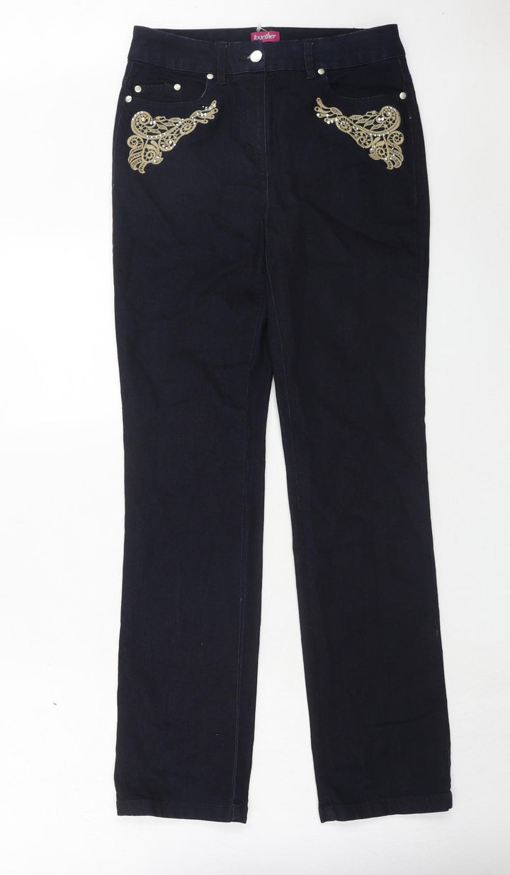 Together Womens Blue Cotton Skinny Jeans Size XS Regular Zip