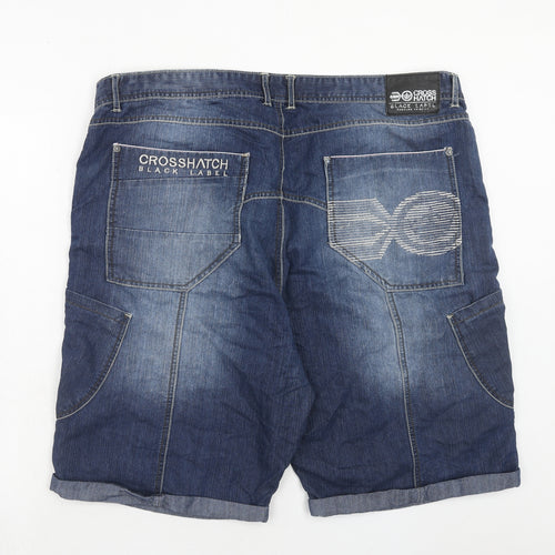 Crosshatch Mens Blue Cotton Cargo Shorts Size 42 in Regular Button