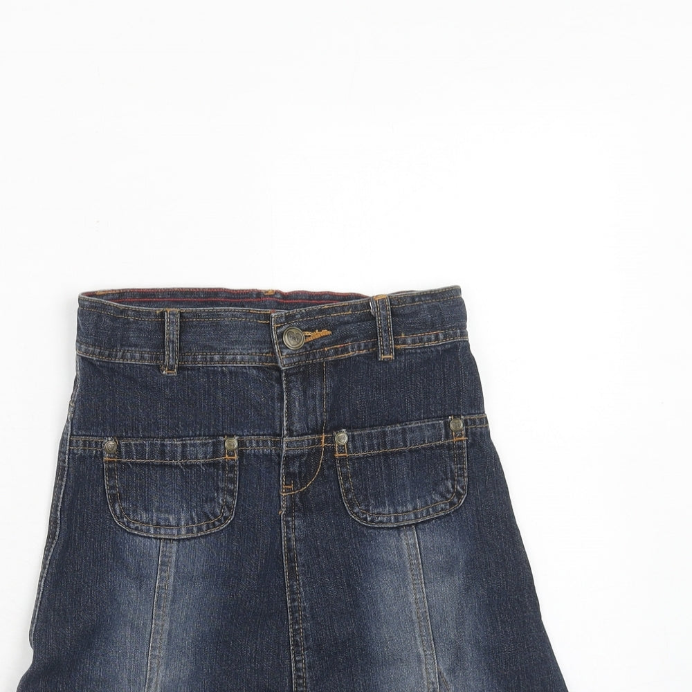Girl2Girl Girls Blue Cotton A-Line Skirt Size 5-6 Years Regular Zip