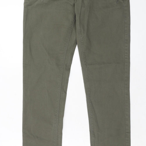 NEXT Mens Green Cotton Straight Jeans Size 30 in L31 in Slim Zip