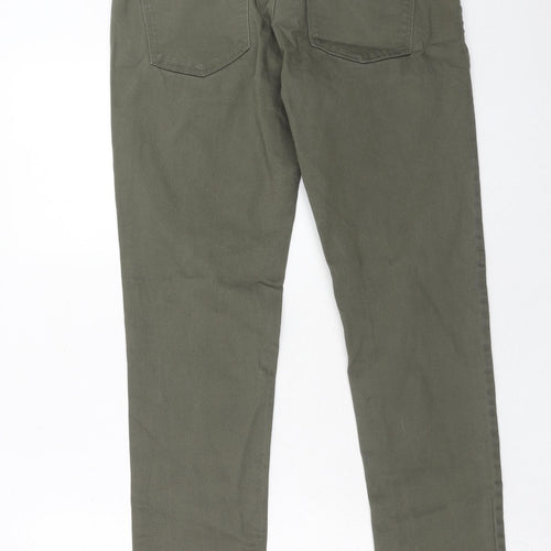 NEXT Mens Green Cotton Straight Jeans Size 30 in L31 in Slim Zip