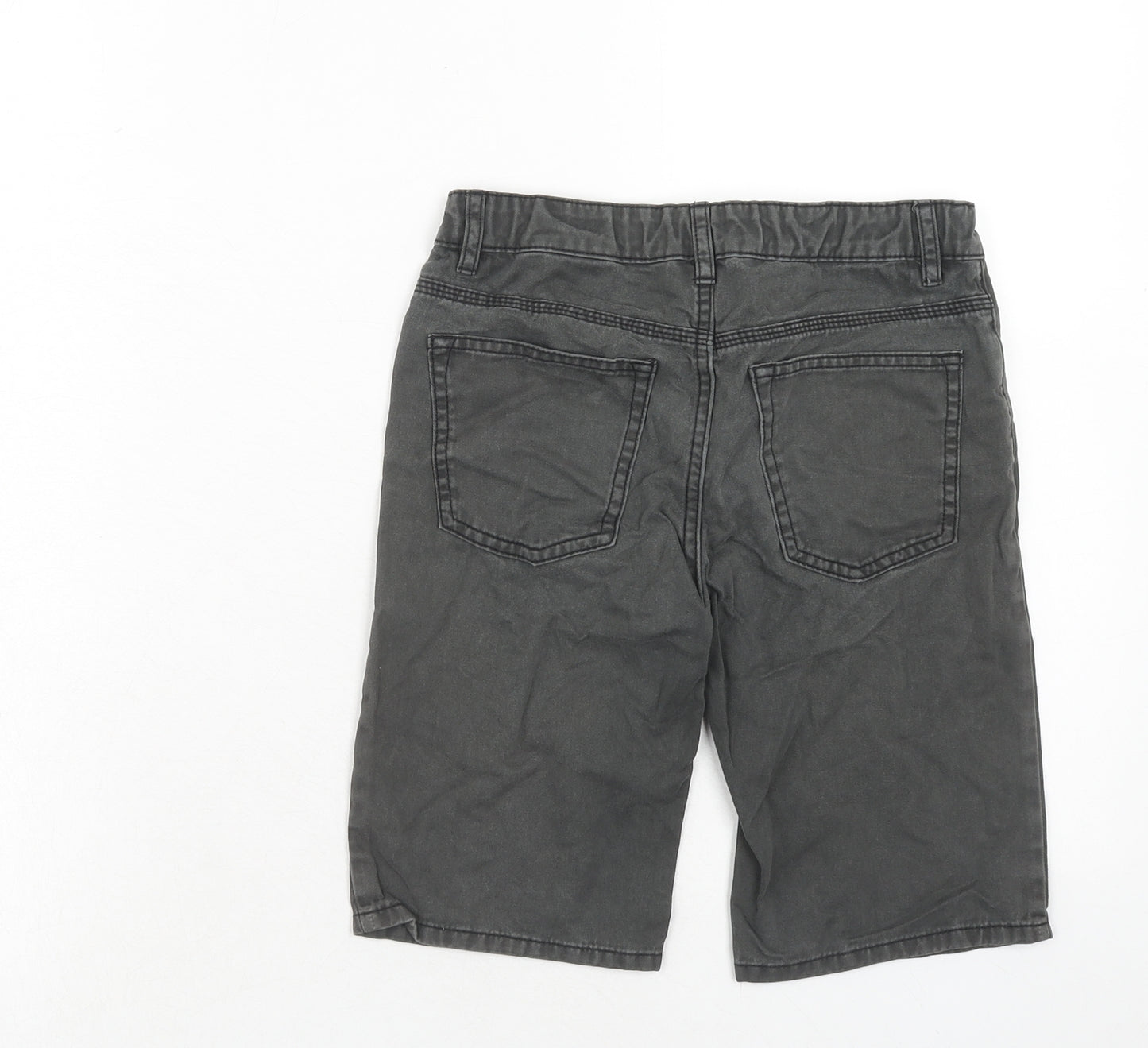 H&M Boys Grey Cotton Bermuda Shorts Size 8-9 Years Regular Zip