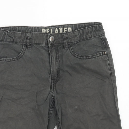 H&M Boys Grey Cotton Bermuda Shorts Size 8-9 Years Regular Zip