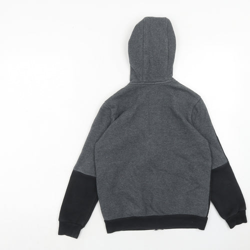 adidas Boys Grey Cotton Full Zip Hoodie Size 9-10 Years Zip