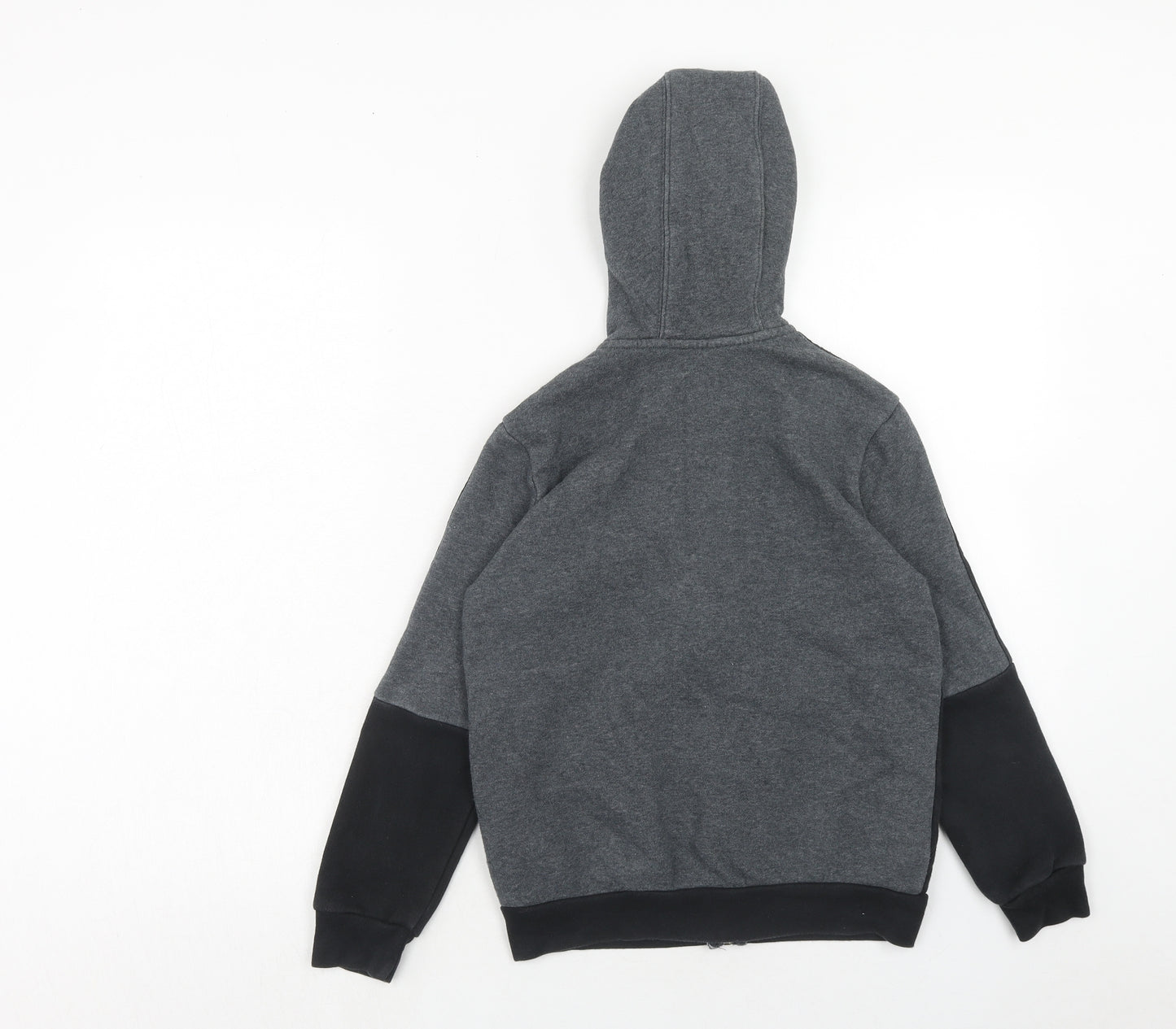 adidas Boys Grey Cotton Full Zip Hoodie Size 9-10 Years Zip