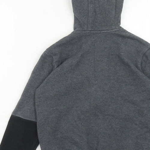 adidas Boys Grey Cotton Full Zip Hoodie Size 9-10 Years Zip