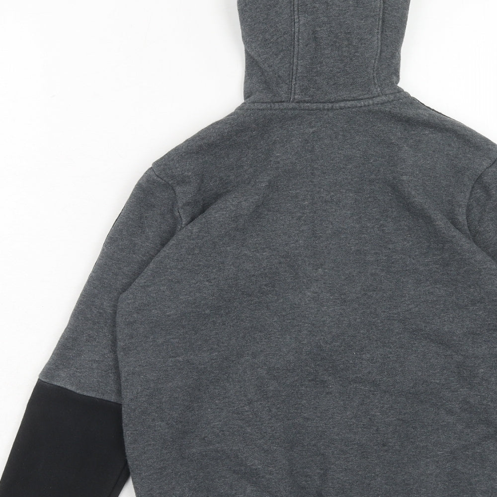 adidas Boys Grey Cotton Full Zip Hoodie Size 9-10 Years Zip