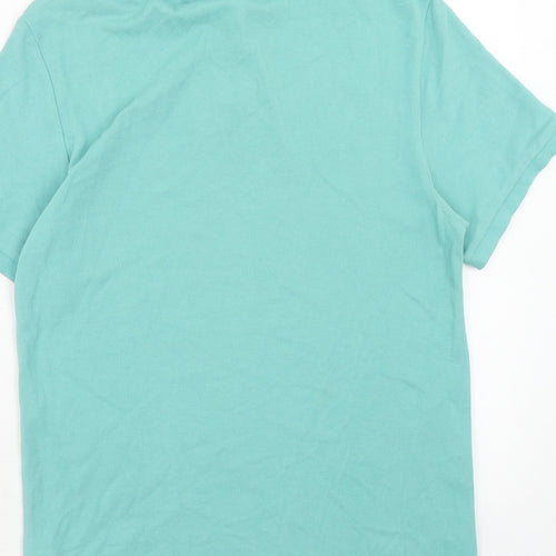 C&A Mens Blue Cotton Polo Size M Collared Button