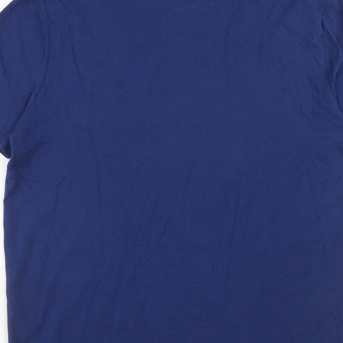Marks and Spencer Mens Blue Cotton T-Shirt Size S Round Neck - Father Christmas Ho Ho Ho