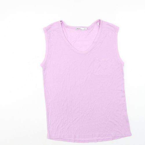 Zara Womens Purple Polyester Basic Tank Size M V-Neck Pullover