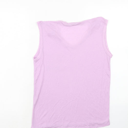 Zara Womens Purple Polyester Basic Tank Size M V-Neck Pullover