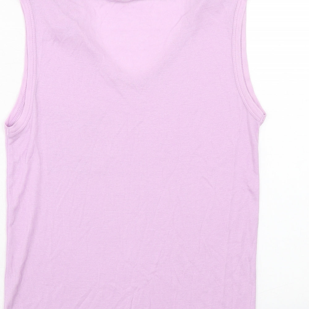 Zara Womens Purple Polyester Basic Tank Size M V-Neck Pullover