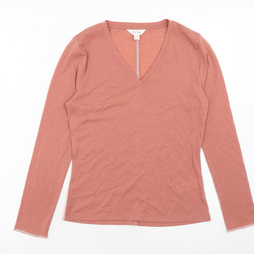 Per Una Womens Pink Polyester Basic T-Shirt Size 6 V-Neck - Contrast Stitching