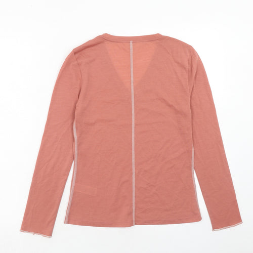 Per Una Womens Pink Polyester Basic T-Shirt Size 6 V-Neck - Contrast Stitching