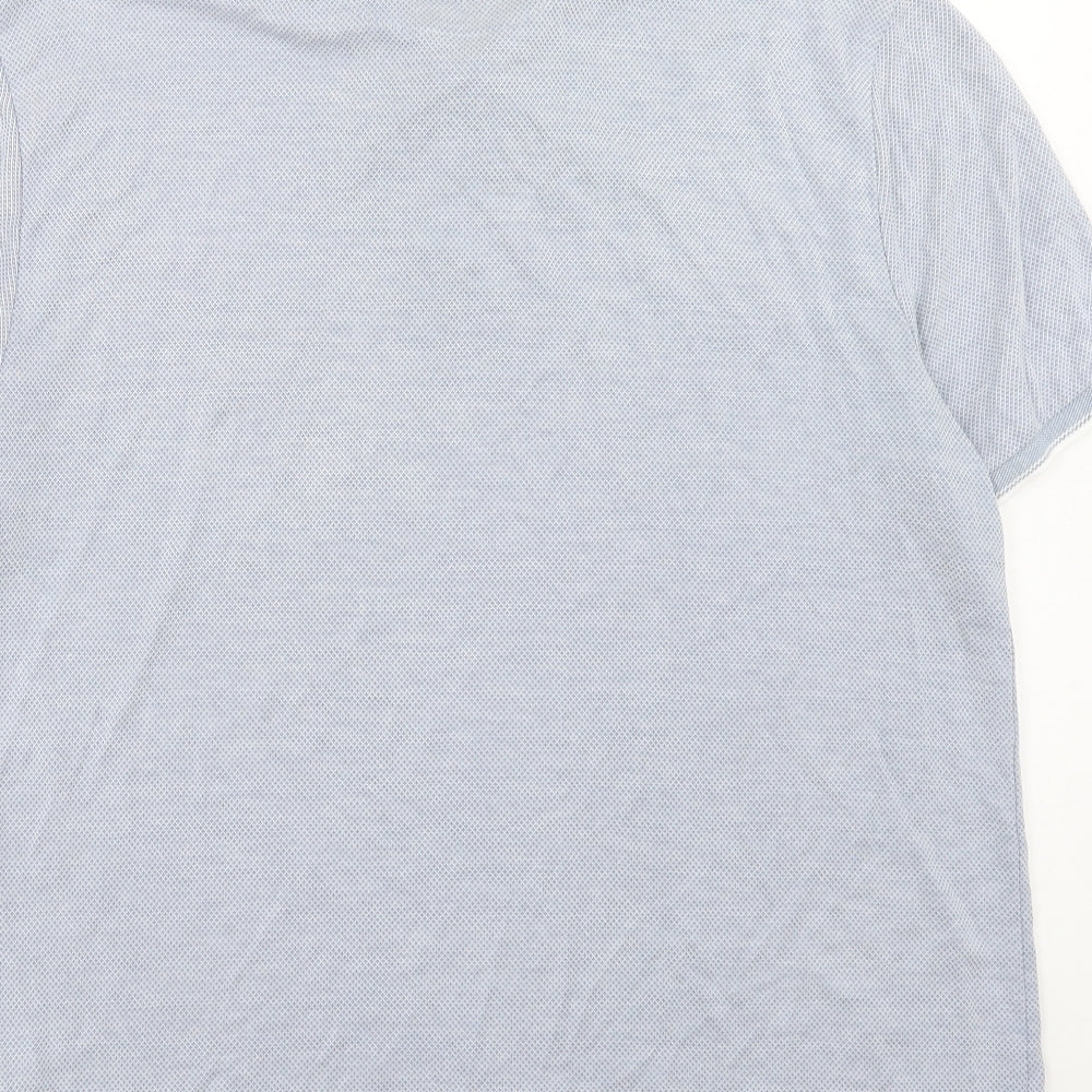 Marks and Spencer Mens Blue Cotton Polo Size L Collared Button