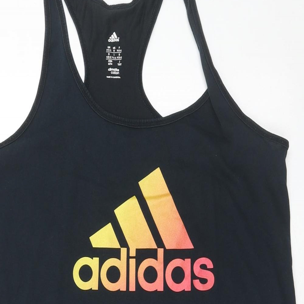 adidas Womens Black Cotton Pullover Tank Size M Round Neck Pullover