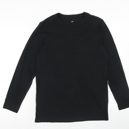 Marks and Spencer Mens Black Acrylic T-Shirt Size L Round Neck