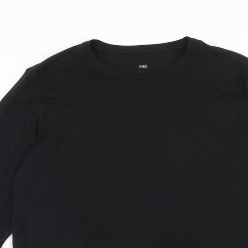 Marks and Spencer Mens Black Acrylic T-Shirt Size L Round Neck