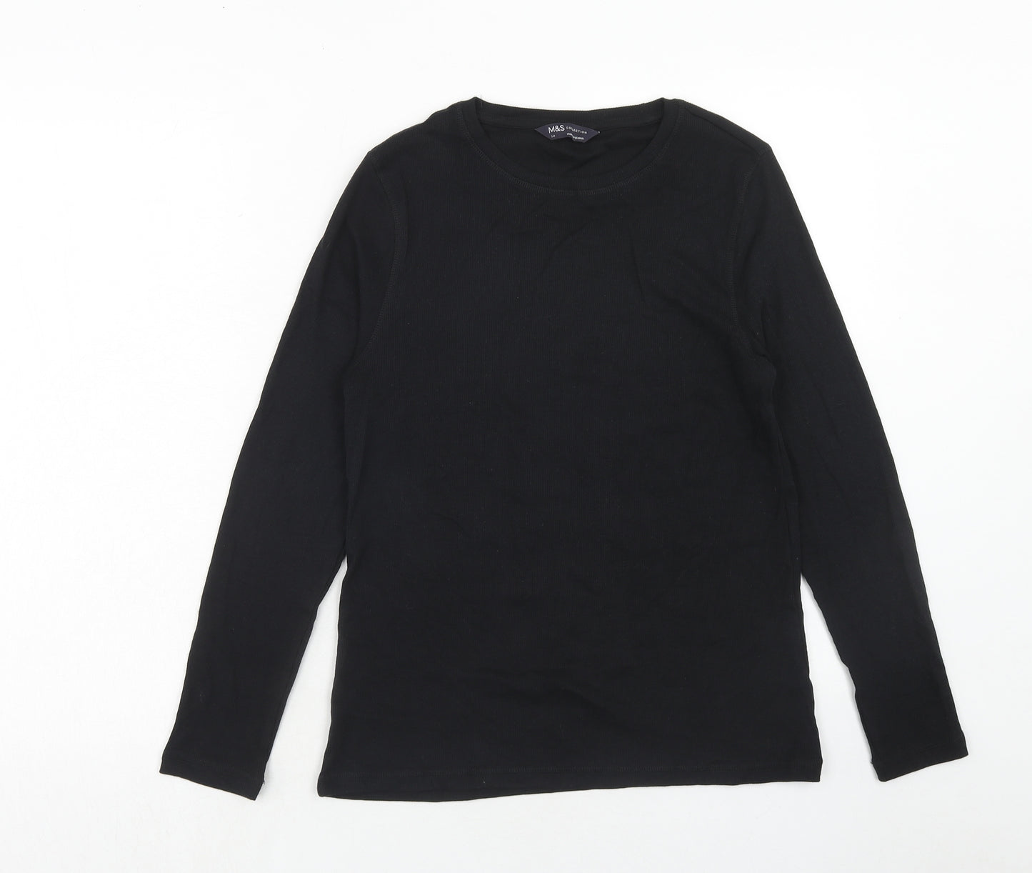 Marks and Spencer Womens Blue Polyester Basic T-Shirt Size 14 Round Neck