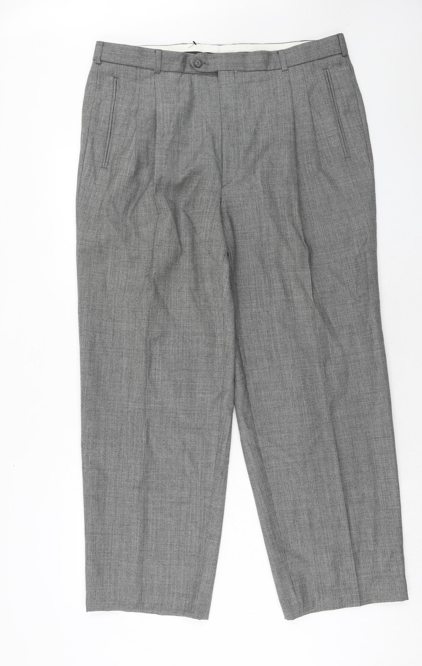 Pierre Cardin Mens Grey Wool Trousers Size 38 in Regular Zip