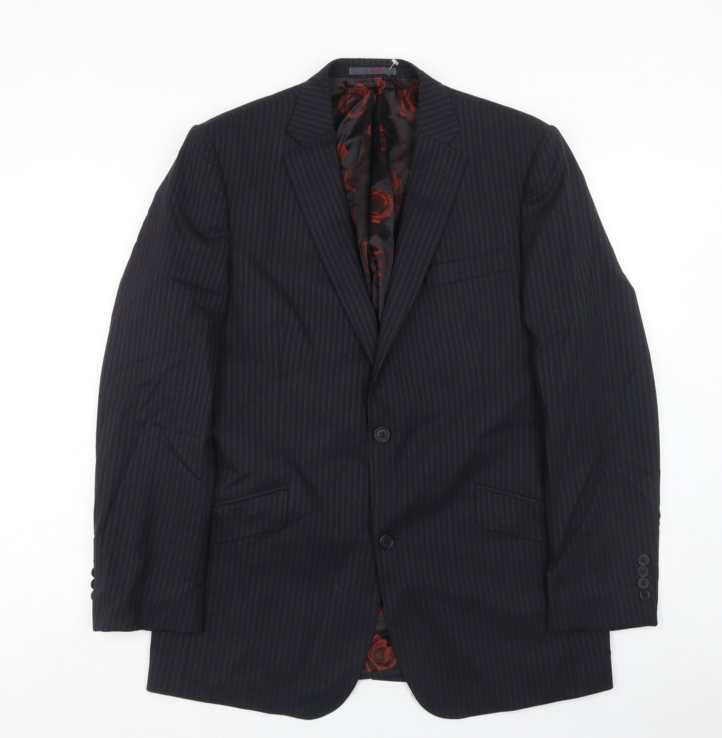 Ted Baker Mens Blue Striped Wool Jacket Suit Jacket Size 42 Regular
