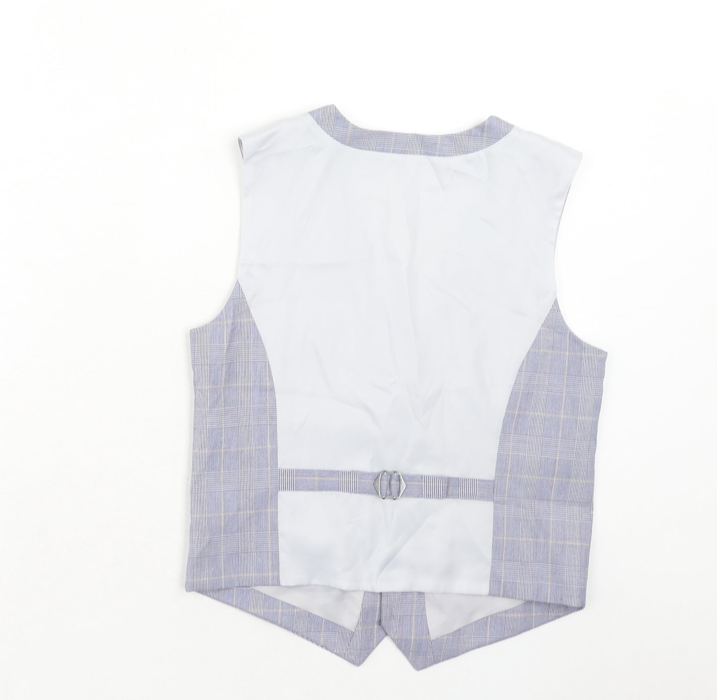Marks and Spencer Boys Blue Plaid Jacket Waistcoat Size 11-12 Years Button