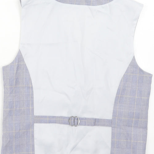 Marks and Spencer Boys Blue Plaid Jacket Waistcoat Size 11-12 Years Button