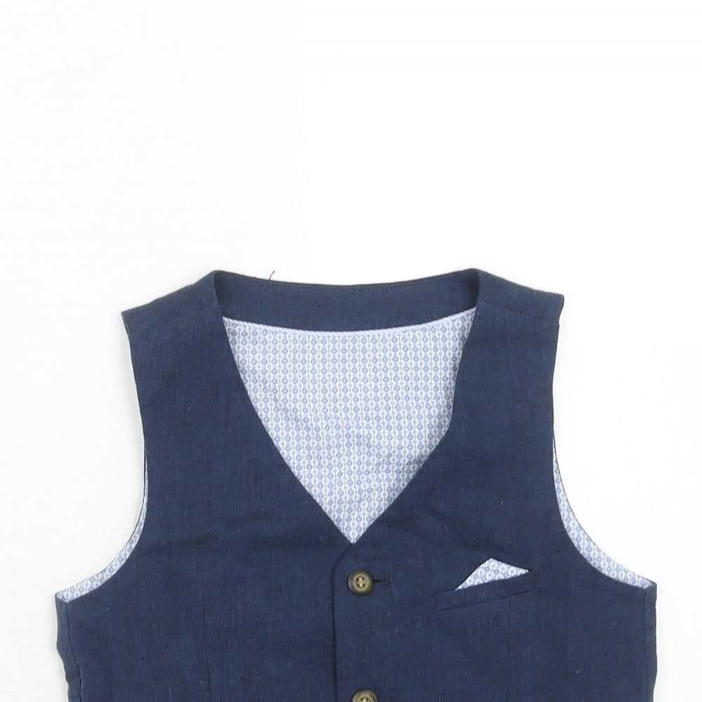 Marks and Spencer Boys Blue Jacket Waistcoat Size 8-9 Years Button