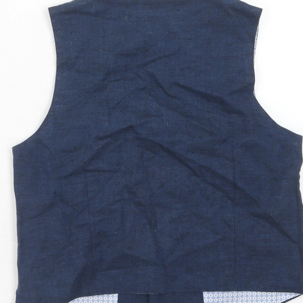Marks and Spencer Boys Blue Jacket Waistcoat Size 8-9 Years Button