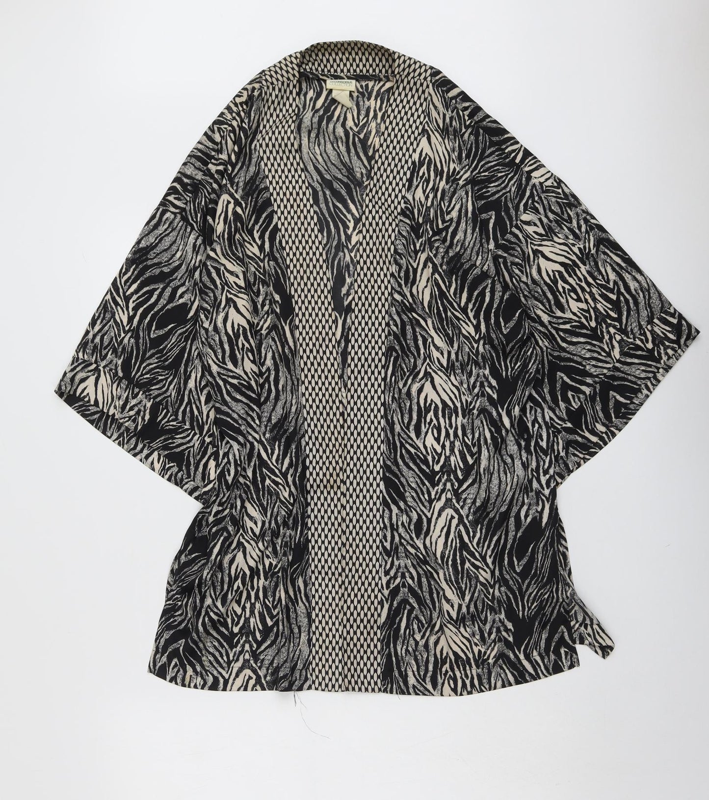 H&M Womens Black Geometric Polyester Kimono Blouse Size M V-Neck