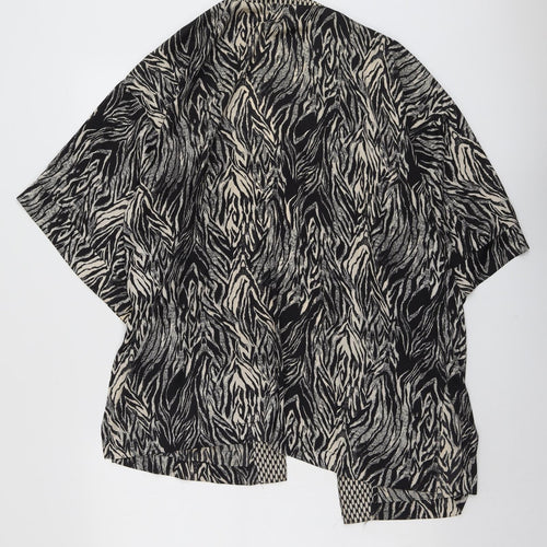 H&M Womens Black Geometric Polyester Kimono Blouse Size M V-Neck
