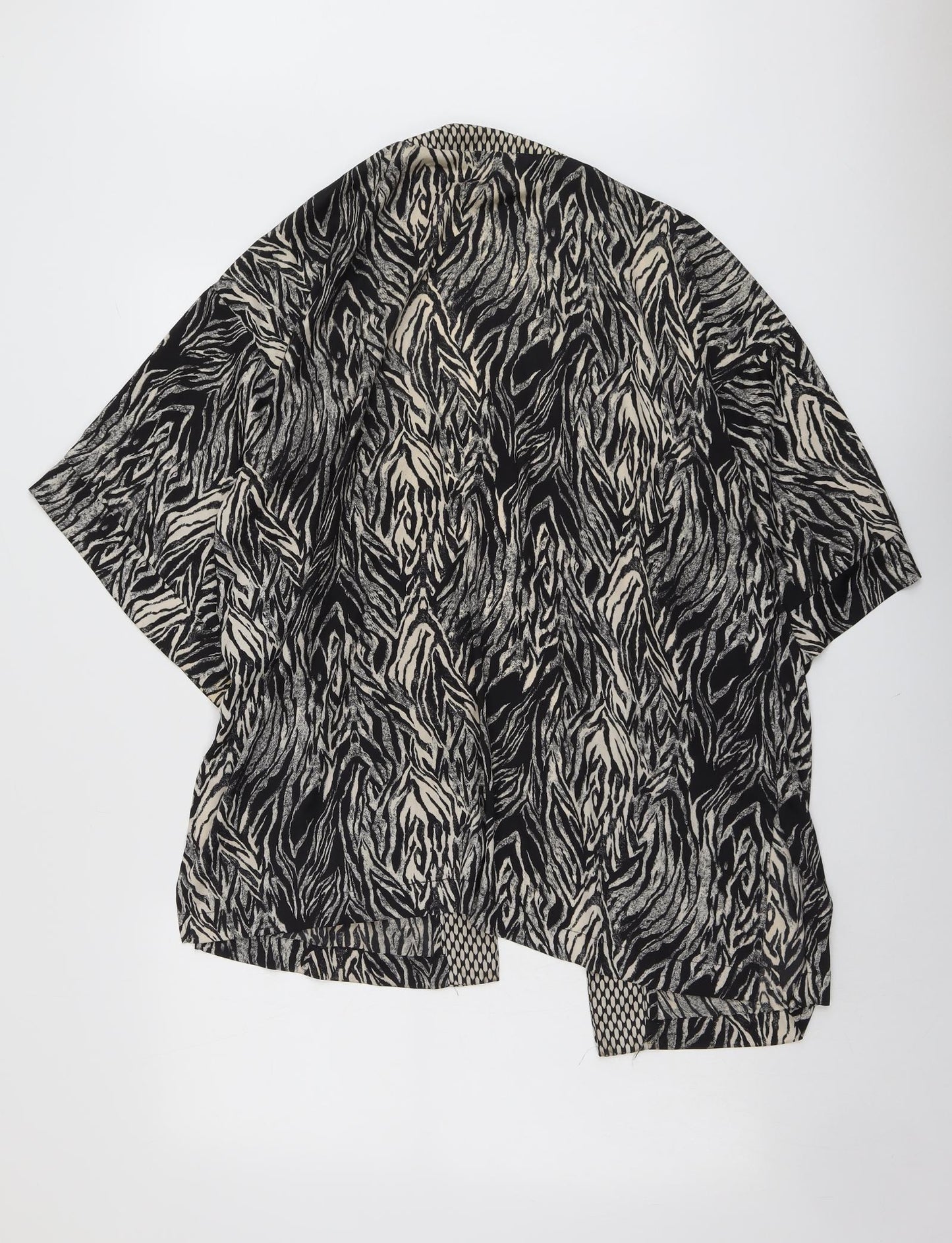 H&M Womens Black Geometric Polyester Kimono Blouse Size M V-Neck