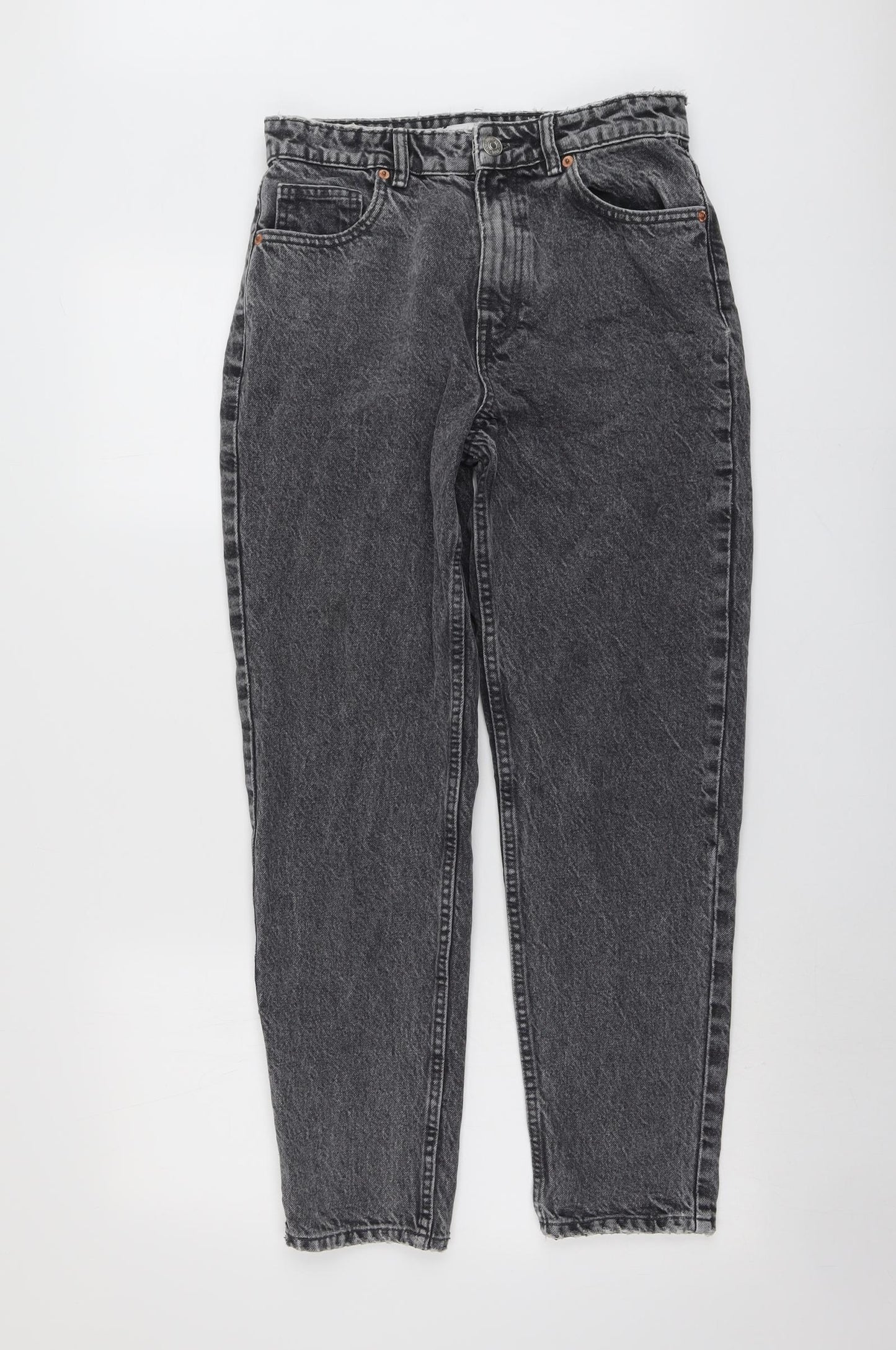 Zara Womens Grey Cotton Mom Jeans Size 10 L27 in Regular Button