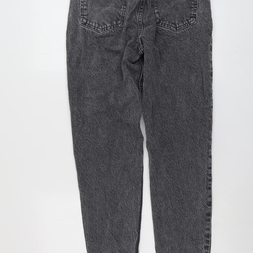 Zara Womens Grey Cotton Mom Jeans Size 10 L27 in Regular Button