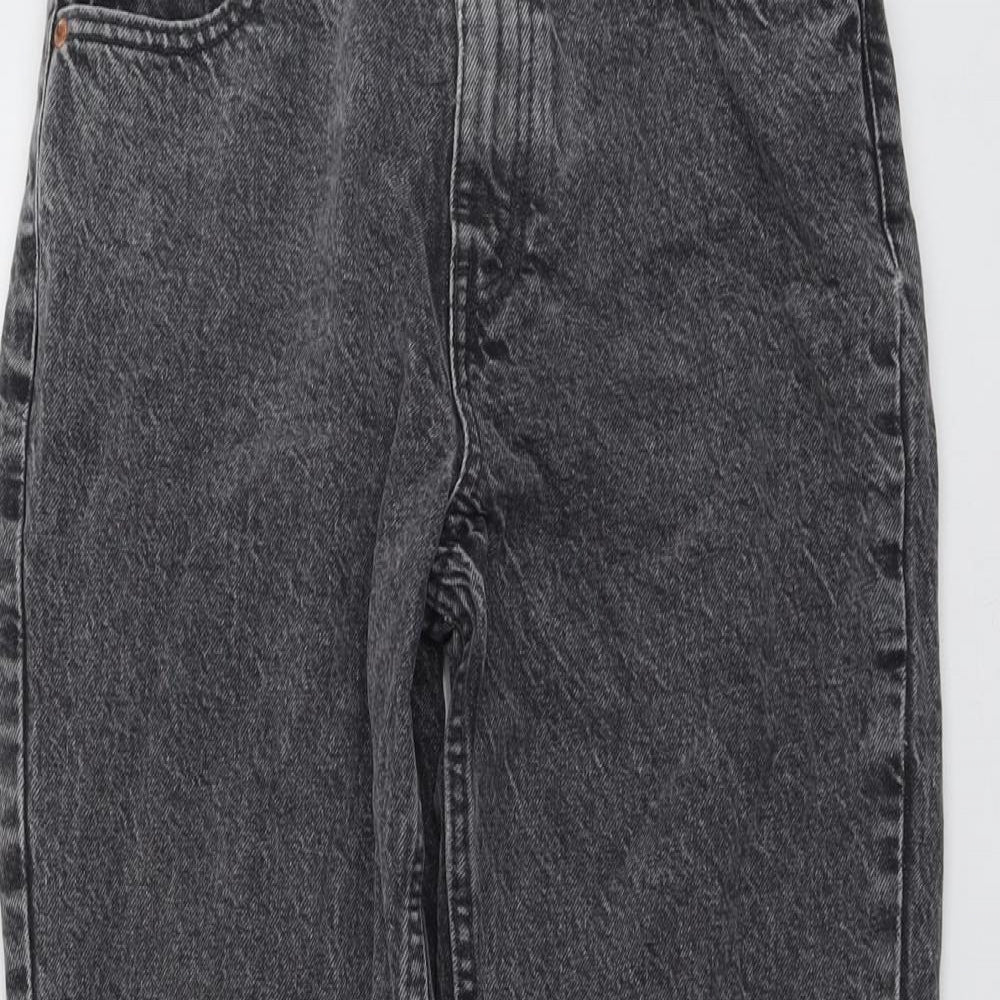 Zara Womens Grey Cotton Mom Jeans Size 10 L27 in Regular Button