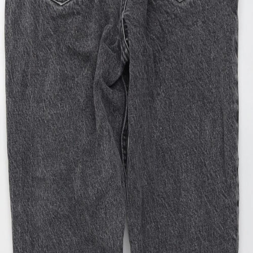 Zara Womens Grey Cotton Mom Jeans Size 10 L27 in Regular Button