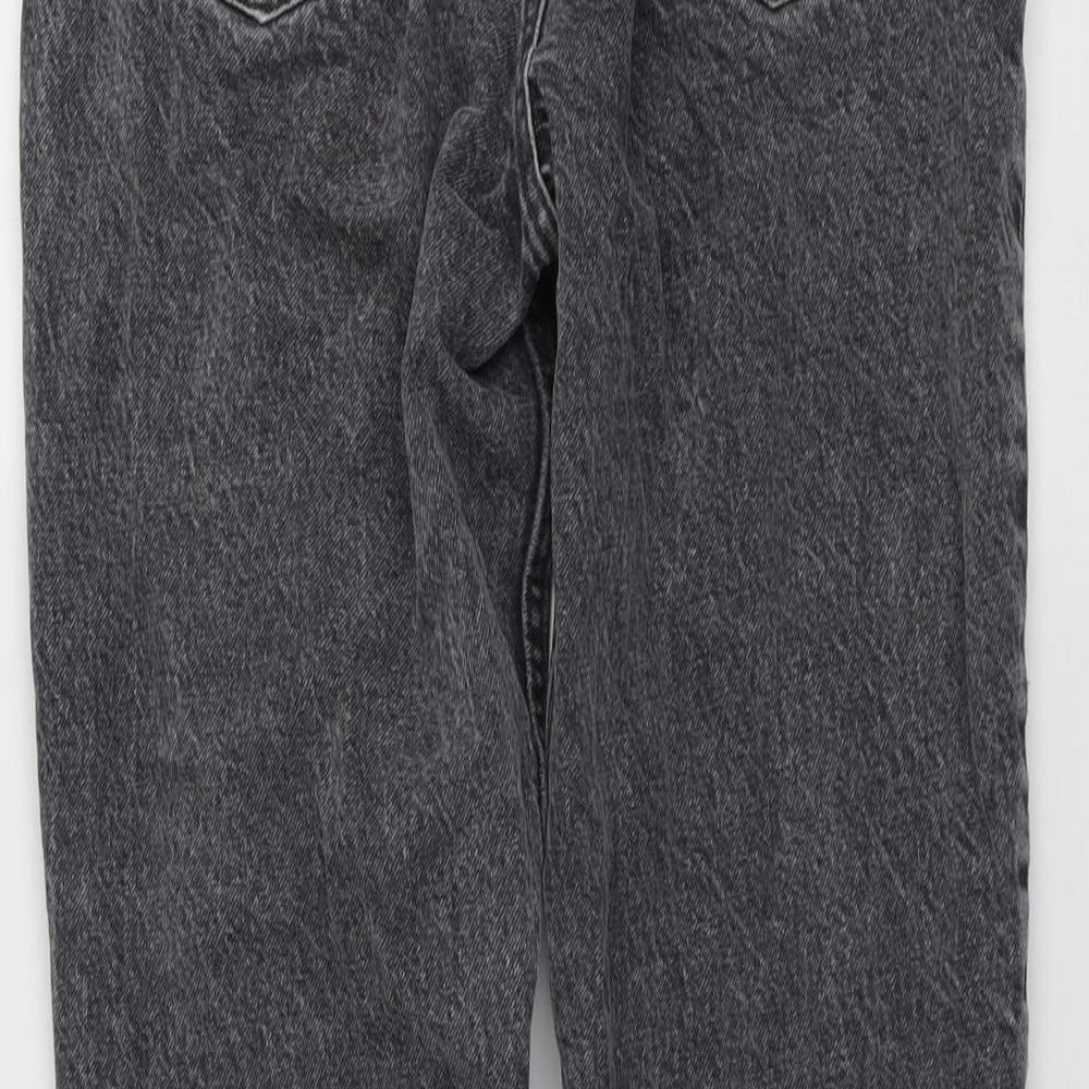 Zara Womens Grey Cotton Mom Jeans Size 10 L27 in Regular Button