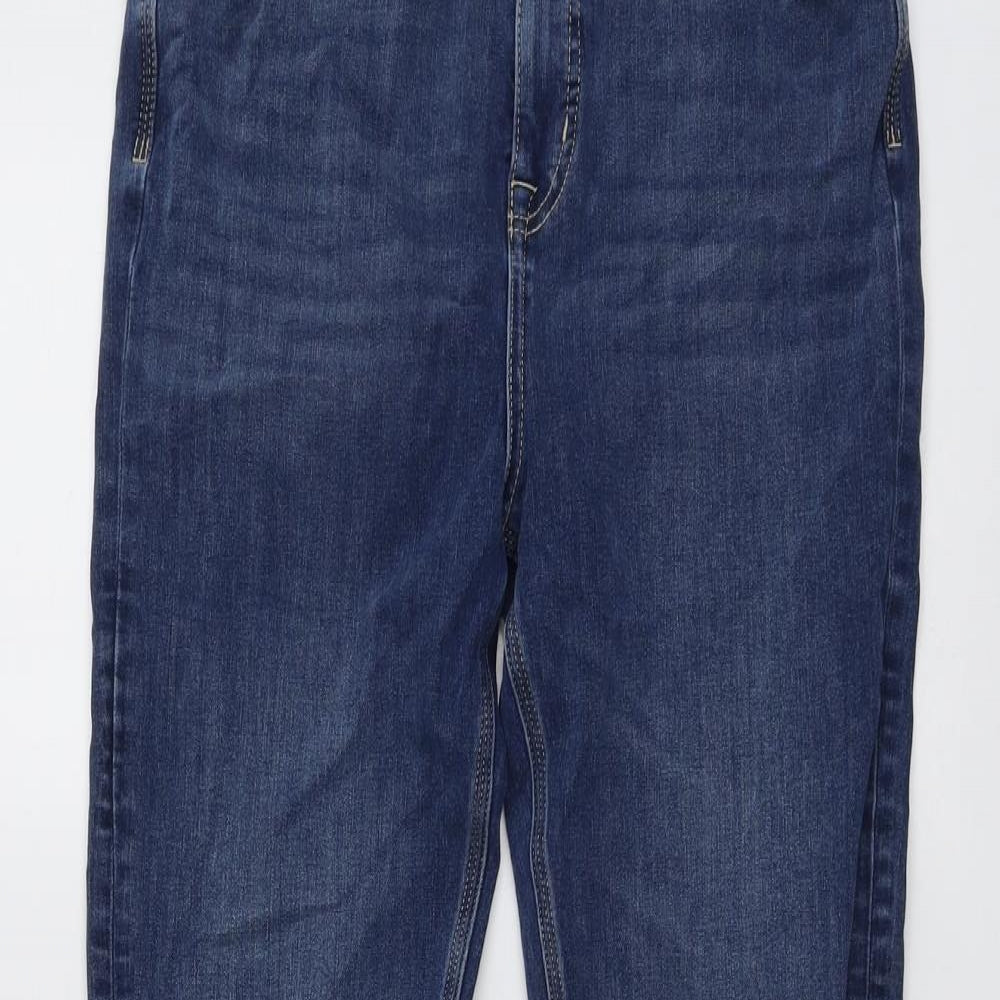 Marks and Spencer Womens Blue Cotton Bootcut Jeans Size 14 L30 in Slim Button