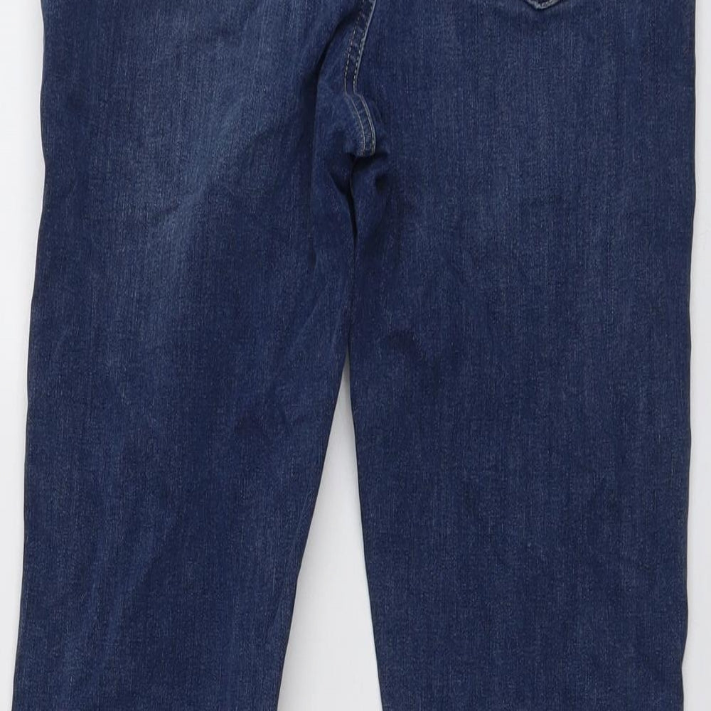 Marks and Spencer Womens Blue Cotton Bootcut Jeans Size 14 L30 in Slim Button