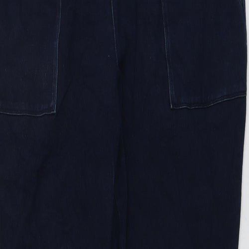 NEXT Womens Blue Cotton Jogger Trousers Size 14 L27 in Regular Drawstring