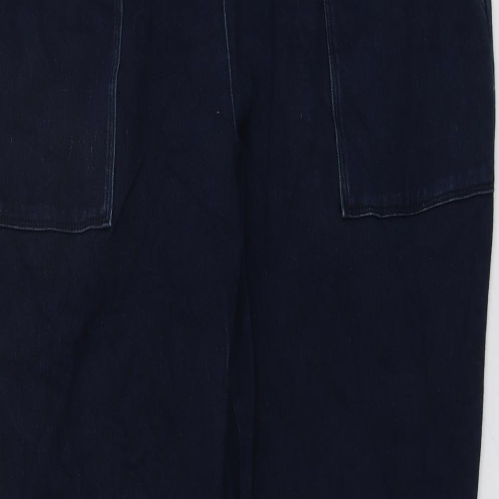 NEXT Womens Blue Cotton Jogger Trousers Size 14 L27 in Regular Drawstring