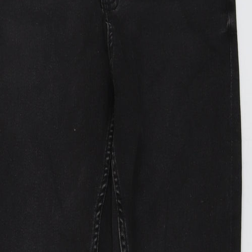 Marks and Spencer Womens Black Cotton Straight Jeans Size 10 L27 in Slim Button