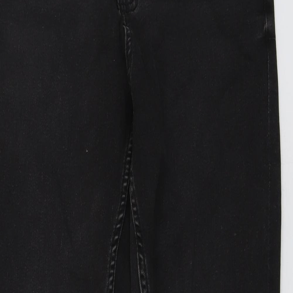 Marks and Spencer Womens Black Cotton Straight Jeans Size 10 L27 in Slim Button