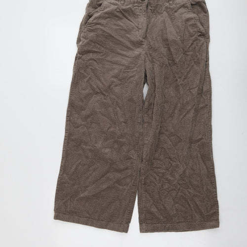 Seasalt Womens Brown Cotton Trousers Size 14 L24 in Regular Button