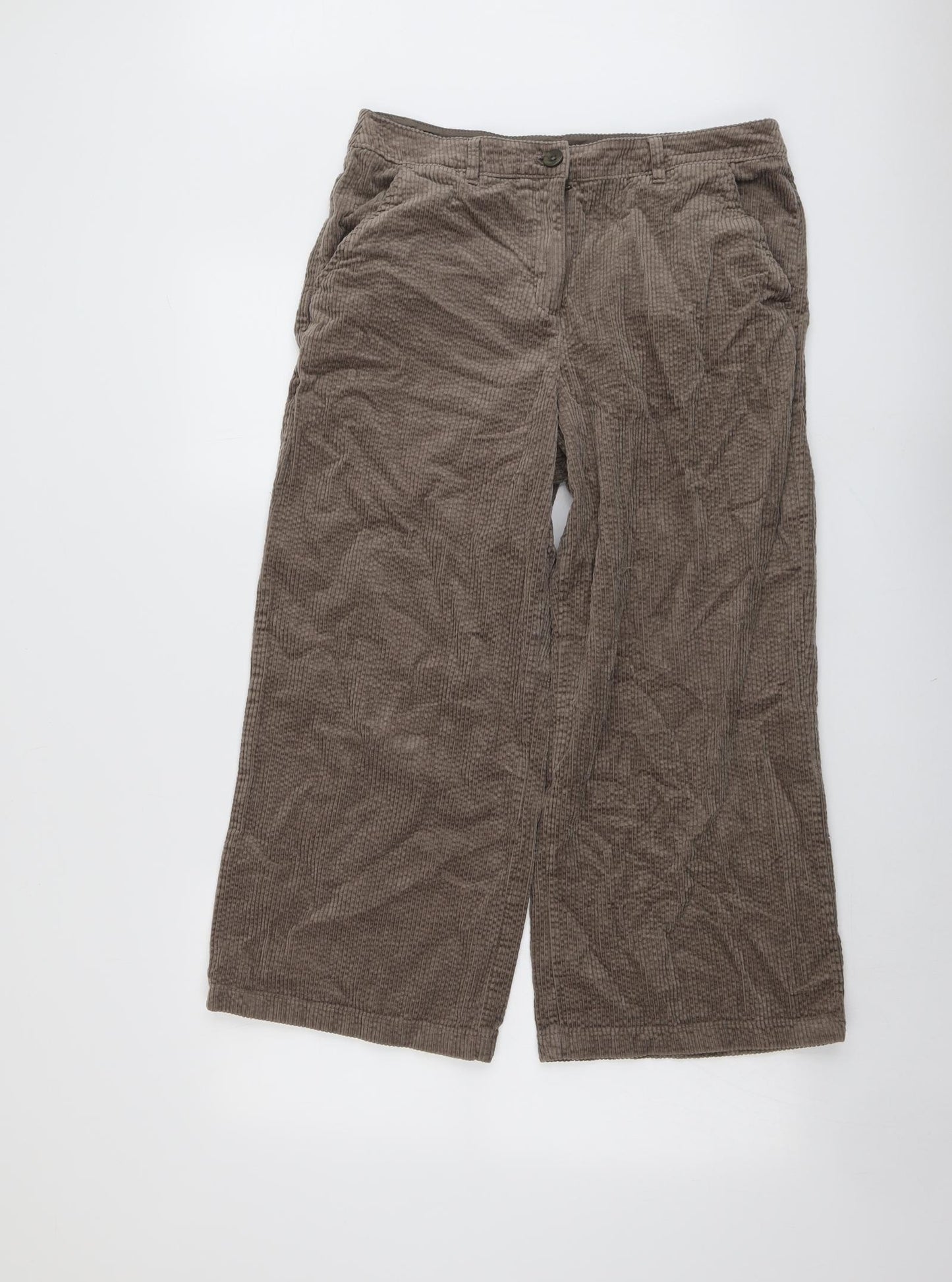 Seasalt Womens Brown Cotton Trousers Size 14 L24 in Regular Button